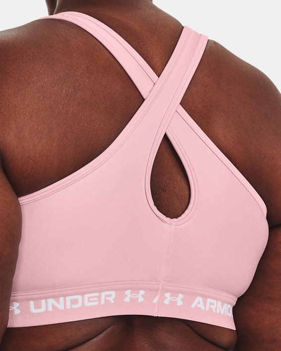 Women's Armour® Mid Crossback Sports Bra, Pink, pdpMainDesktop image number 2